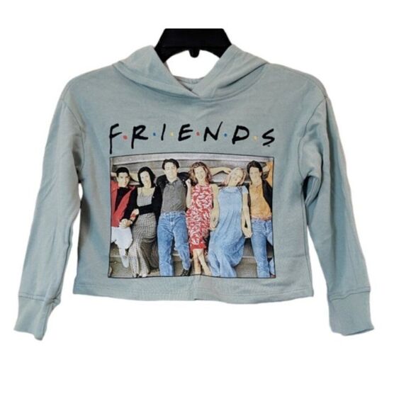 FRIENDS Girls XS 6/6X Sage Green Sweatshirt Graphic Printed Hooded Long Sleeve - Picture 1 of 7